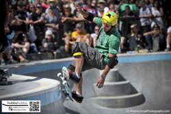 Tony hawk, Andy Macdonald, and other professional skateboarders at the ann arbor skatepark grand opening in ann arbor, michigan